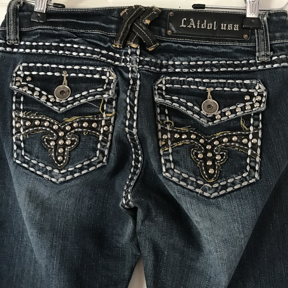 L.A. Idol Jeans Worn Size 1 Boot cut - Picture 3 of 8